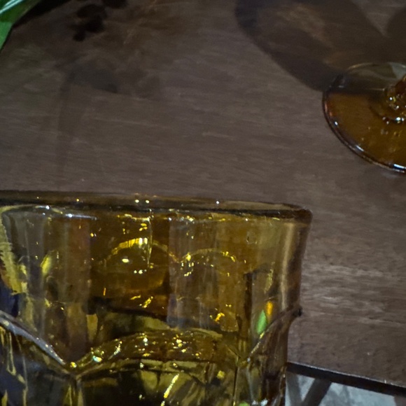 Indiana Glass Amber Constellation Pattern Vintage Glass Goblet - 7.25" Tall - Picture 4 of 5